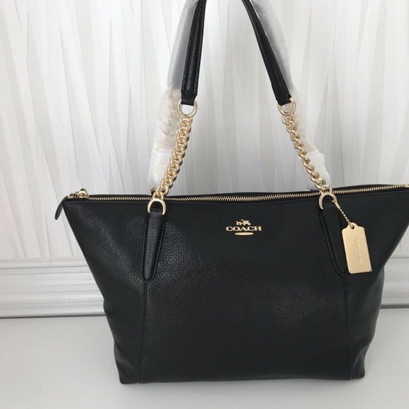 Coach Handbags - $198  NEW* COACH Black/Gold Chain Tote
